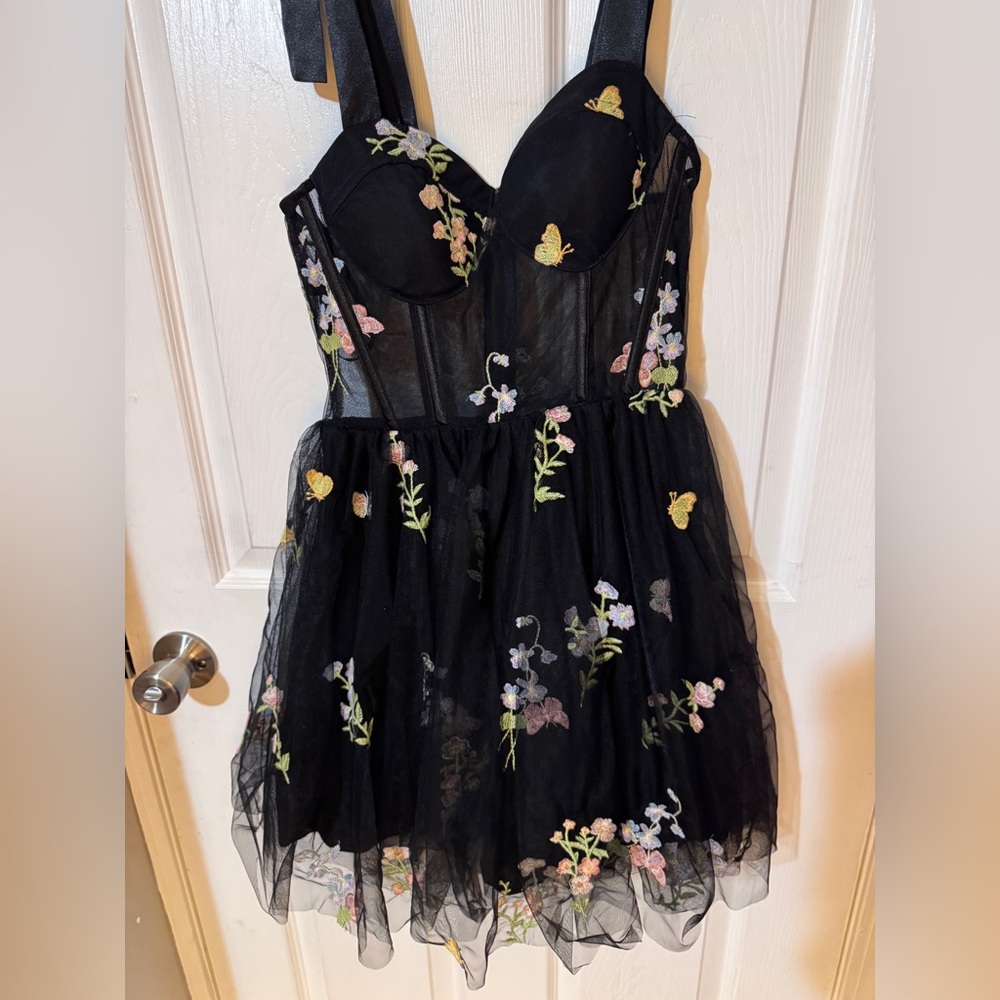Black Floral Mini Dress, City Studio